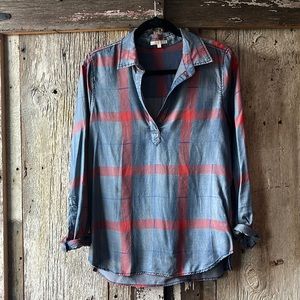 LAJU, S, Stitch Fix, Truda Split Neck Chambray Top, New without tags